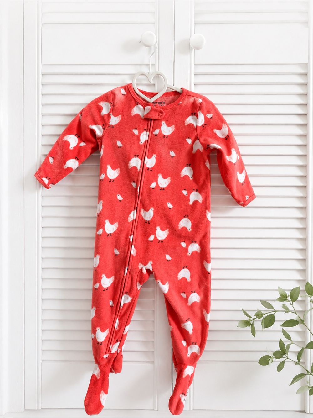 Carter's Red Footed Baby One-Piece with White Chick Print